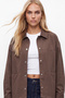 Women's Brown Garnished Snap Closure Jacket Alc-X15648 - 3