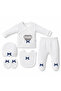 Newborn 5 Piece Hospital Discharge Set Crowned Navy Blue Bow Baby Boy Bodysuit Set 0-3 Months