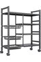 4-Tier Heavy Duty Metal Rack Storage Shelving Unit, Storage Organizer with 4 Mesh Baskets & Movable Universal Wheels, Utility&Versatile Standing Shelf Rack for Living Room, Bedroom, Kitchen and Garage