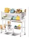 Over Sink Dish Rack 85 cm Carbon Steel Kitchen Organiser White - 3