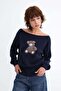Teddy Bear Embroidered Knitwear Sweater K3555