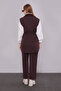 Double Suit with Collar and Pocket Plush Detail Vest 100918 Brown - 4