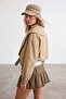 Women's Camel Shawl Collar Lined Short Trench Coat Alc-X15633 - 5