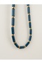 Blue Gold Detailed Acrylic Tube Bead Necklace - 3