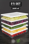 5-Piece 2600ml Refrigerator Organizer - Leak-Proof Lid, Microwave and Freezer Safe Kitchen Organizer, White