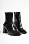 Women's 7.5 cm Thick Heeled Black Patent Leather Winter Boots Tr05Mk01A - 3