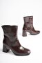 Women's Bitter Brown 7.5 cm Thick Heeled Winter Boots Tr05Mk02B - 7