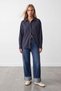 Women's Navy Blue Striped Oversize Woven Shirt Alc-X15631 - 4