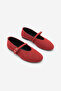 Women's Round Toe Strappy Mary Jane Daily Ballet Flats Sihas Red Suede - 5