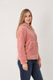 Women's Trend Hooded Zippered Pink Plush Cardigan - 3