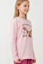Girl's Pink Teddy Bear Patterned Pajama Top - 3