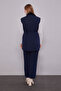 Double Suit with Collar and Pocket Plush Detail Vest 100918 Navy Blue - 4