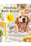 Preminium Cat and Dog Bath and Massage Brush with Shampoo Container and Soft Silicone Tip Washing Tool