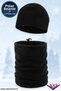 Winter Black Fleece 2-Piece Set: Beanie + Hat, Convertible Neck Collar, Outdoor Cold Weather Protector