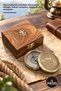 5 Pieces Brass Compass with Wooden Box – Nostalgic Decorative Design with Brass Material, Direction Finder for Travel, Compass Compass