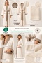 2 Piece Women's Kimono Robe Set 100% Cotton Certified Striped Contrast Women's Robe Set - Cream - 3