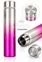 Luxurious Fuchsia Silver Gray Gradient Shiny Metallic Slim Thin Long Steel Thermos 300ml 25cm Beverage Flask Water Bottle - 2