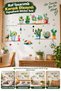 2 Sheets Adhesive Wall Sticker Set with Shelf and Potted Plants Decorative Cactus Flower - 2