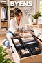 4-Piece Drawer Organizer Box Set Wardrobe Shelf Sock and Laundry Organizers Multi-Purpose Storage Box Organizer Boxes Wardrobe Anthracite Foldable - 3