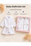 100% Cotton Ecru Rabbit Baby Girl Bathrobe Set / Premium Quality Baby Girl Bathrobe Set / Gift Newborn Bathrobe Set