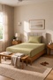 Single Cotton Combed Breathable Fabric Elastic Bed Sheet 1 Piece Pillowcase Gift Green - 4