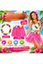Hawaii Luau Aloha Pink Tassels 40 cm Skirt and Hawaiian Necklace Set - 2