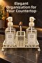 Duonest Glass Liquid Soap Dispenser and Detergent Dispenser Set with Stand 2 × 500 ml Countertop Organizer with Pump and Sponge Compartment