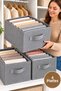 4 Pieces Gray Fabric Foldable Closet Clothing Organizer Box - 45 X 25 X 20 cm