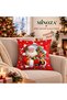 Winter Tale New Year Christmas Collection 4-Piece Throw Pillow Cover Set - Red Digital Printed Sofa Decor Decorative Throw Pillow Cover Set - 3