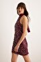 Burgundy Plain Knitted Sequin Short / Mini Unlined Dress - 2