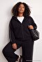 Black Thick Hooded Oversize/Wide Cut Knitted Tracksuit Set with Zipper - 2