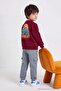 Bordo 100%Pamuk Kalın Erkek Çocuk Baskılı Örme Sweatshirt ve Eşofman Alt - Üst Takım TKDAW27AU00053 - 5