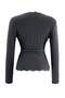 Anthracite Plain Fitted/Body-Fitting Double Breasted Lace Detailed Crop Soft Knitted Blouse Twoaw27Bz00116 - 3
