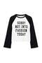 Black Printed Regular Fit Raglan Sleeve Baseball Color Block Cotton Knitted T-Shirt Twoaw27Ts00122