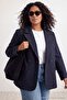 Navy Blue Striped Oversized Woven Jacket Tbbaw27Ag00011