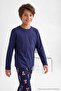 Navy Blue 100% Cotton Boys' Pajama Set Tkdaw27Pt00037 - 5