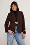 Dark Brown Accessory Buttoned Blazer Jacket Twoaw27Bc00073 - 3