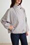 Beige Plaid/Checkered Oversize Fit Seasonal Jacket Coat Twoaw27Mo00156 - 3