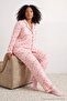 Multi-Colored Patterned Shirt Collar Piping Knitted Large Size Pajama Set Tbbaw27Ai00050