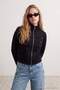 Siyah Fermuarlı Dik Yaka Mandarin Düğme Detaylı Regular Kalıp Örme Hırka/Sweatshirt TWOAW27SW00036