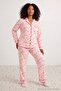 Multi-Colored Patterned Shirt Collar Piping Knitted Large Size Pajama Set Tbbaw27Ai00050 - 2