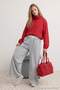 Gray Melange Extra Wide Leg/Wide Fit Stripe Detailed Elastic Waist Knitted Sweatpants Twoaw27Ea00031