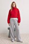 Gray Melange Extra Wide Leg/Wide Fit Stripe Detailed Elastic Waist Knitted Sweatpants Twoaw27Ea00031 - 4