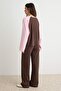 Pink Color Block Oversize/Wide Fit Straight Leg Soft Touch Knitted Bottom - Top Set Twoaw27Au00165 - 4