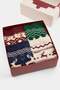 Burgundy-Multicolor 4-Piece Cotton Blend Christmas Themed Jacquard Boxed Knitted Socks Thmaw27Co00051