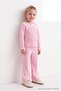 Pink Ribbed Flexible Girls' Plain Knitted Bottom - Top Set Tkdaw27Au00047 - 8