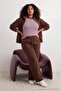 Brown Stand-Up Collar Zippered Soft Feel Plus Size Tracksuit Set Tbbaw27Ts00007 - 3