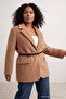 Mink Belted Furry Cashmere Regular/Normal Fit Blazer Blazer Jacket Tbbaw27Ag00020 - 2