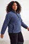 Indigo Zippered & Pocketed Plush Knitted Sweatshirt Tbbaw27Ao00003 - 2
