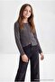 Anthracite Girls' Flat Ribbed Flexible Knitted T-Shirt Tkdaw27Ts00024 - 5